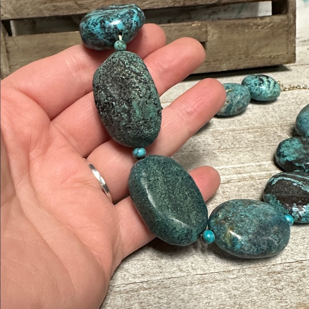 Kenneth Jay Lane euc vintage chunky turquoise crystal rock gemstone necklace - Picture 4 of 8
